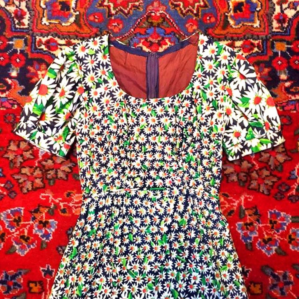 Vintage 70s Daisy Maxi Prairie Peasant Dress - Picture 2 of 6